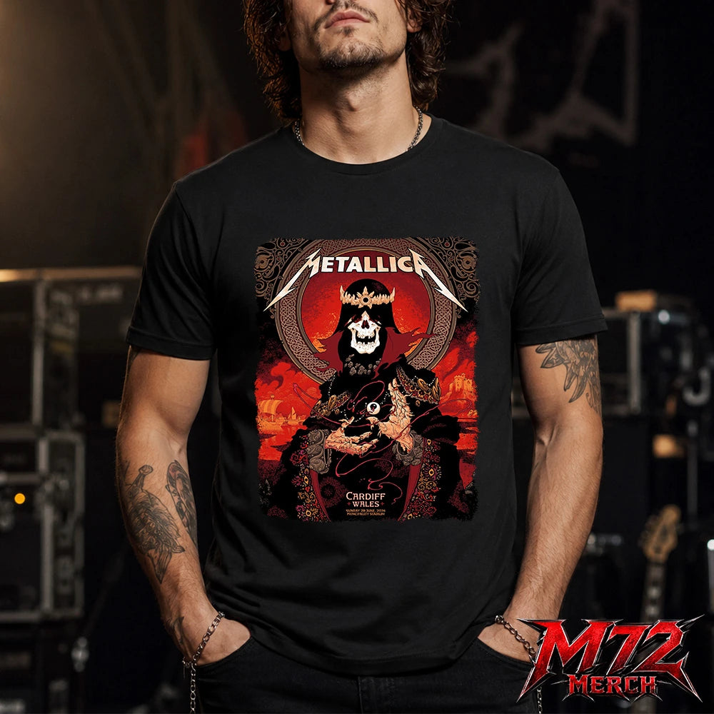 Metallica M72 World Tour June 28 2026 At Principality Stadium Cardiff Wales Grim King Artwork By Peter Diamond T-Shirt